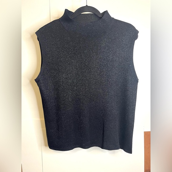 Coldwater Creek Tops - Coldwater Creek Women’s Size L Shimmery Black Silk Blend Sleeveless Knit Top